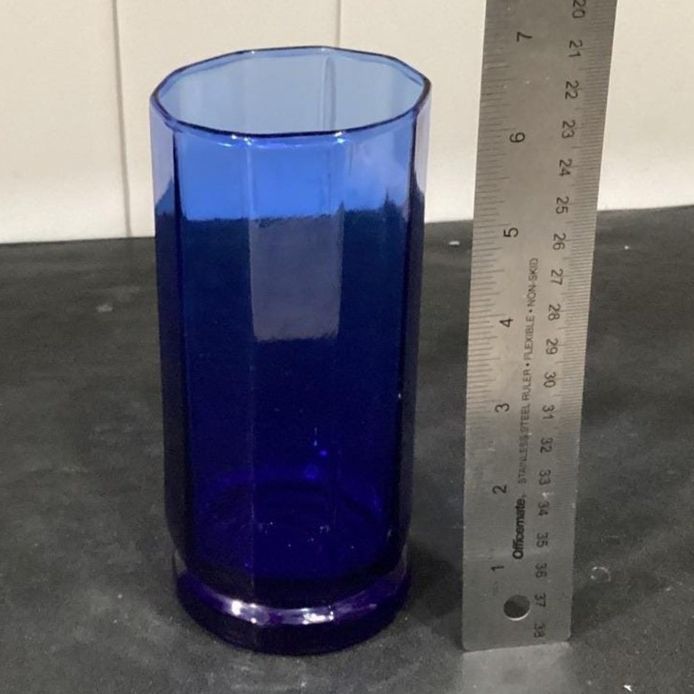 Anchor Hocking Essex Cobalt Blue Glass Glasses 16 oz 10 Sided Tumblers